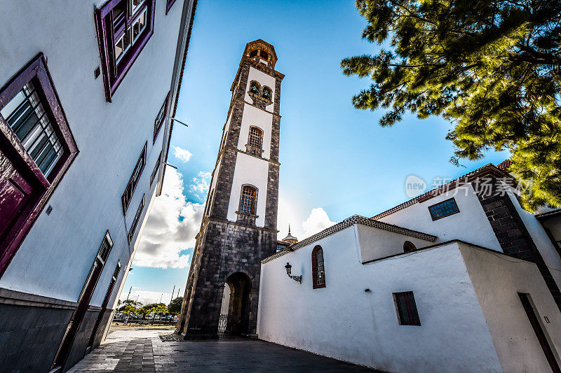 Low Angle View of Iglesia de Nuestra Señora de la Concepción In Santa Cruz de Tenerife, Spain